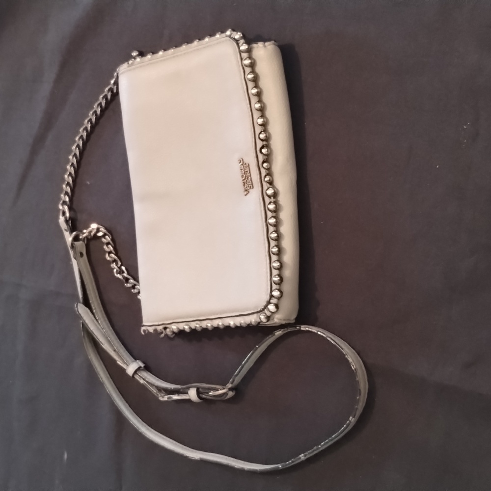 Victoria Secret Purse Distressed Grey Metal ball chain around cross body Purse